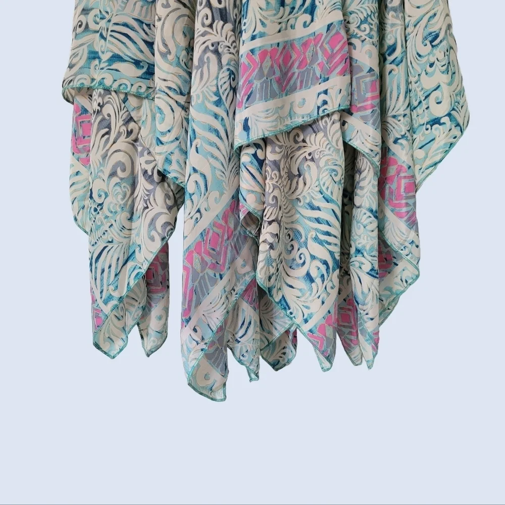 Asymmetrical Silk Boho Dress with Handkerchief Hem - Picture 2 of 16